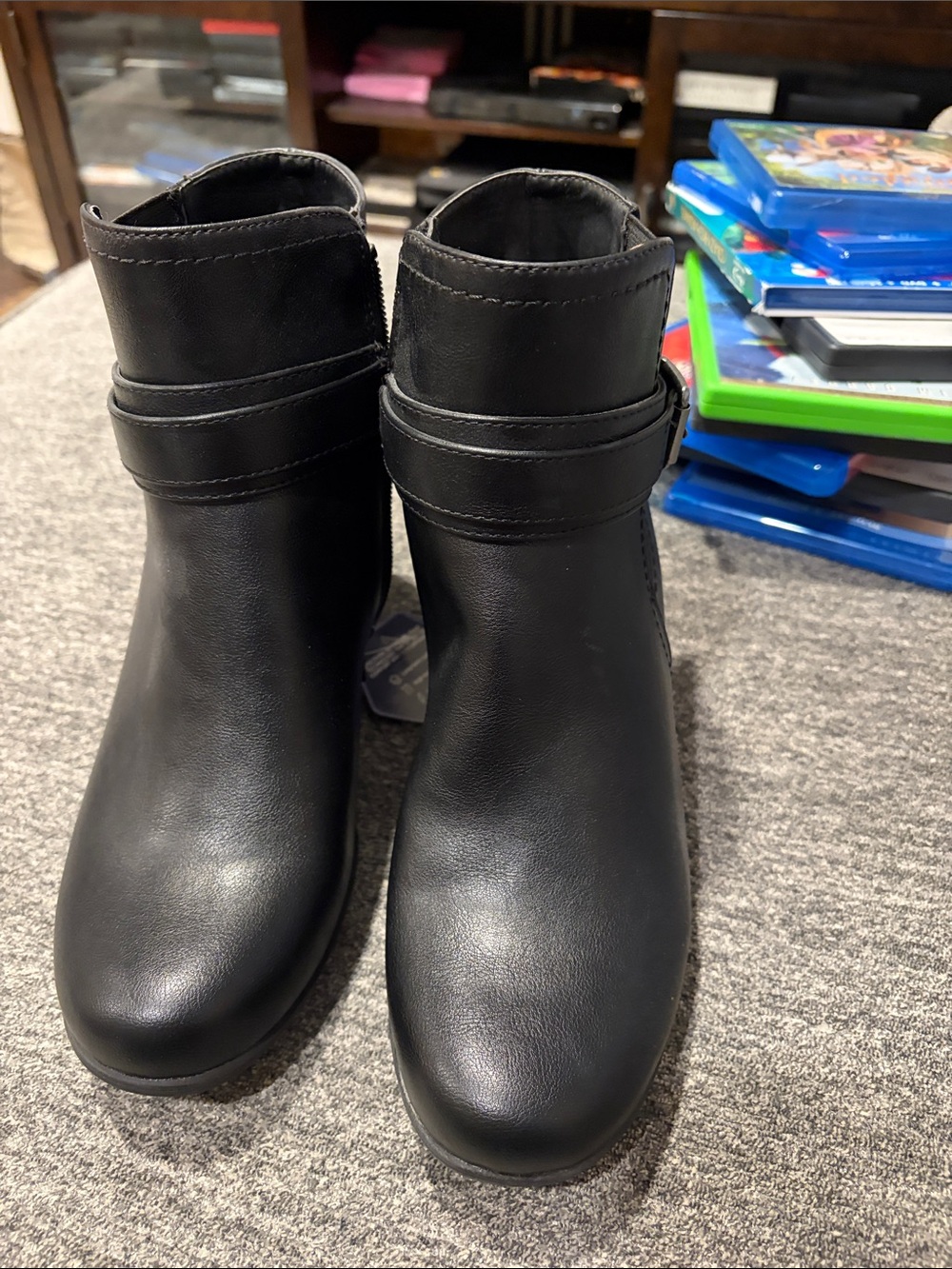 Croft & Barrow Black Leather-Look Ankle Booties